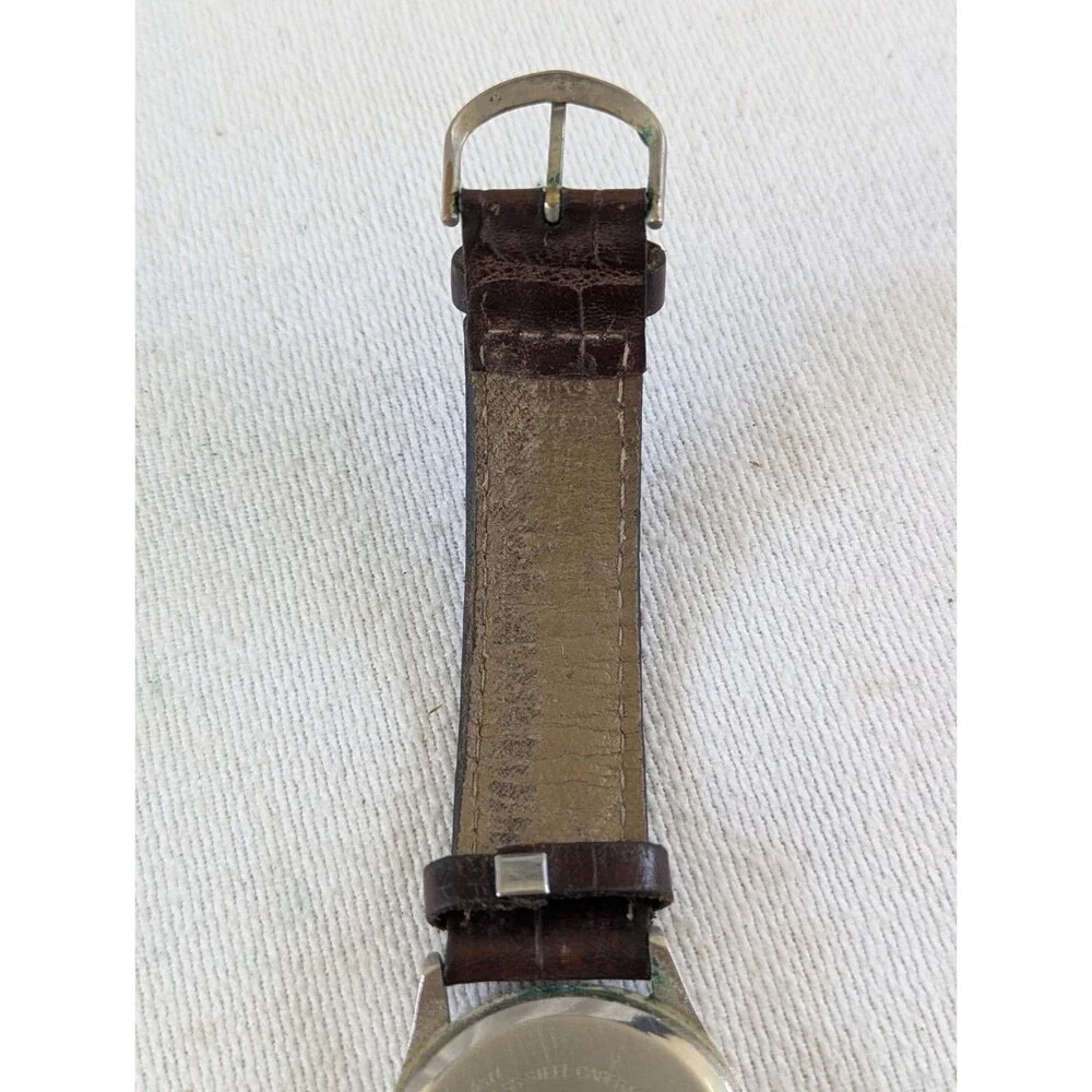 Essex Men's Blue Dial Field Watch Brown Leather Strap Quartz 36815FM (w Battery)